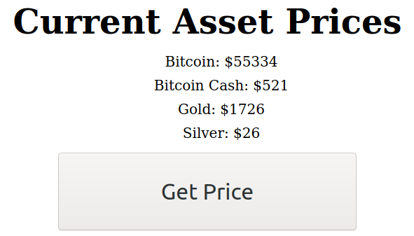 Metals Price Checker User Interface